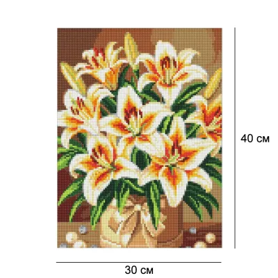 Алмазная мозайка 30*40 "Яркие лилии с жемчугом" №20587, Идейка