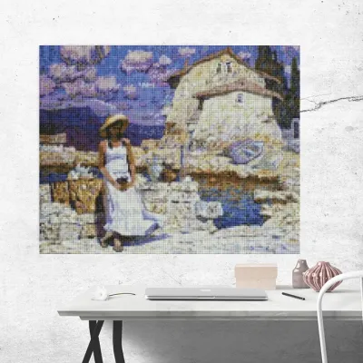 Алмазна мозайка 40*50 "Продавчиня сувенірів" №7407, Ідейка