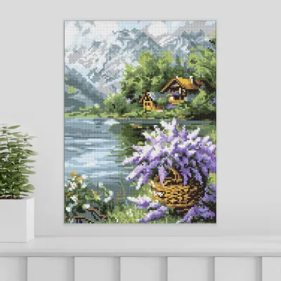 Алмазна мозайка 30*40 "Бузковий кошик" №8098, Ідейка
