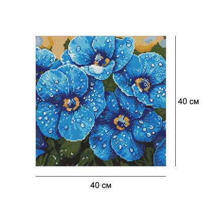 Алмазна мозайка 40*40 "Фіалки у росі" №8228, Ідейка