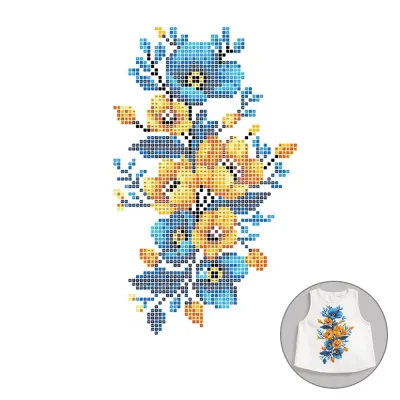 Термонаклейка для вышивки "Цветы желто-синие", А5 Т-034, Kolorova