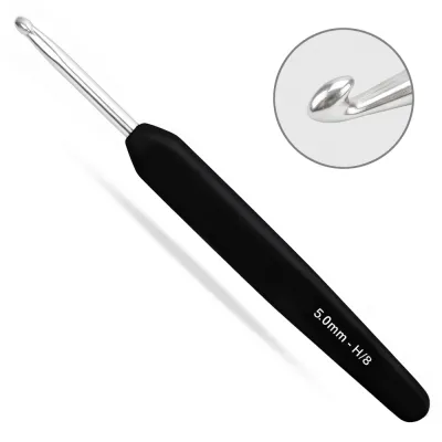 Гачок алюмінієвий 5.00mm із чорною ручкою, KnitPro