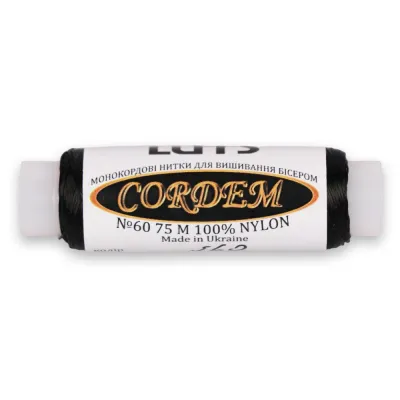 Нитка бісерна CORDEM 60, чорна, 75м 17-48
