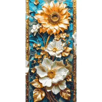 Картини по номерам 40*80 "Ніжні квіти з фарбами металік" №LW5101, Орігамі