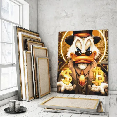 Картини по номерам 40*50 "Скрудж Макдак з золотою фарбою" №LW3320, Орігамі