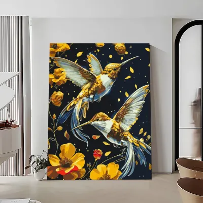 Картини по номерам 40*50 "Танок пташок з фарбами металік" №LW30759, Орігамі