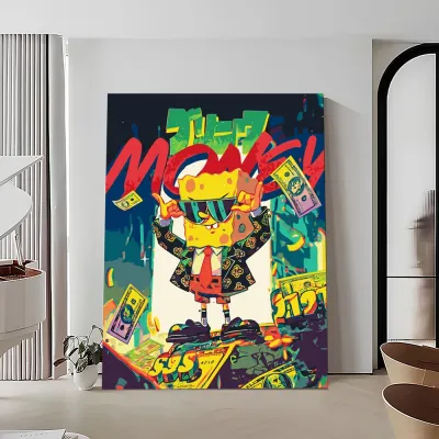Картини по номерам 40*50 "Губка Боб з грошима" №LW31680, Орігамі