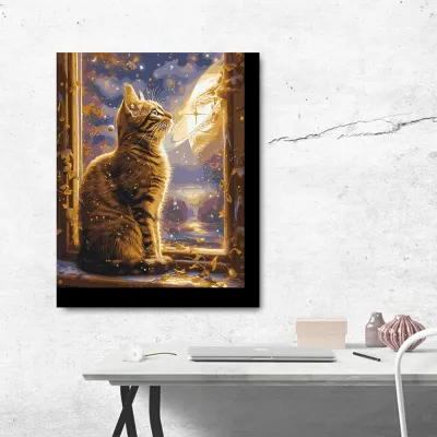 Картини за номерами 40*50 "Котик у космосі" №LW3300, Орігамі