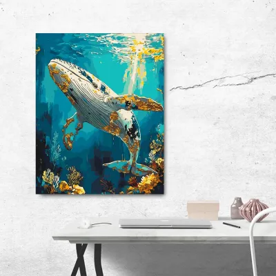 Картини за номерами 40*50 "Кит з фарбами металік" №LW3495, Орігамі
