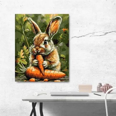 Картини по номерам 40*50 "Кролик з морквою" №LW3507, Орігамі