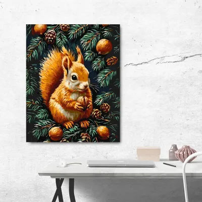 Картини по номерам 40*50 "Білка з горіхом" №LW3508, Орігамі