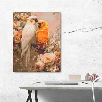 Алмазная мозайка 40*50 "Пара попугаев" №OD3271-01, Оригами