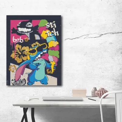 Алмазна мозайка 40*50 "Стіч в окулярах" №OD3423, Орігамі