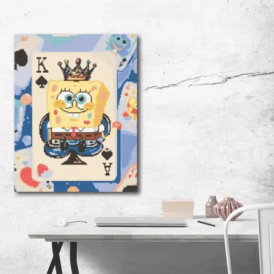 Алмазна мозайка 40*50 "Губка Бобка король океану" №OD6010, Орігамі