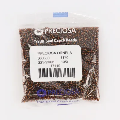 Бісер чеський Preciosa10, 50 г, №314-33119/17110, прозорий зі срібною серединкою, коричневий