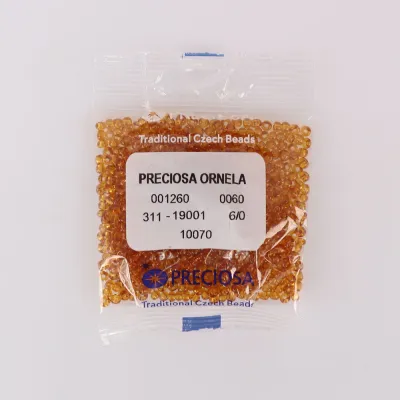 Бісер чеський Preciosa 6, 50 г, №31119/10070, прозорий, золотий