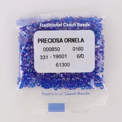 Бисер чешский Preciosa 6, 50 г, №31119/61300, райдужный прозрачный, синий