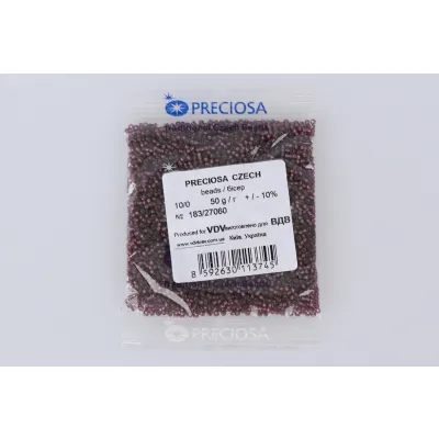 Бісер чеський Preciosa10, 50г, №183-33139/27060, матовий зі срібною серединкою, фіолетовий