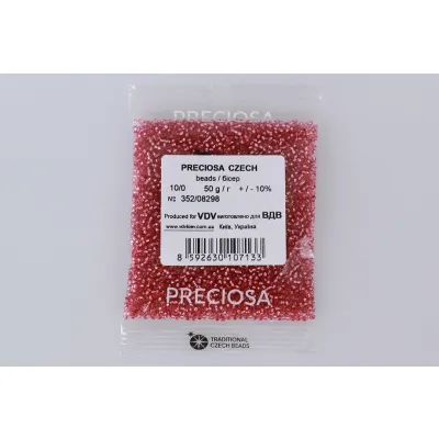Бісер чеський Preciosa10, 50г №352-33119/08298, кришталь кольоровий, малиновий