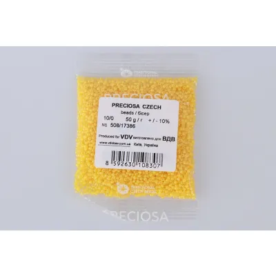 Бисер чешский Preciosa10, 50г, №508-33119/17386, натуральный непрозрачный, желтый