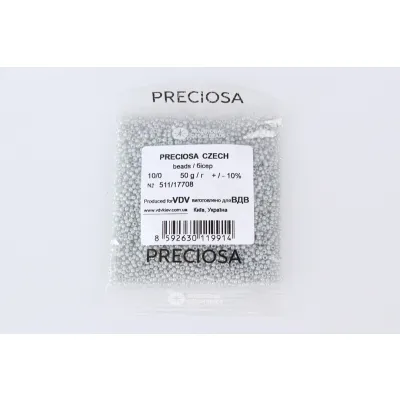 Бісер чеський Preciosa10, 50г, №511-33119/17708, алебастр кольоровий, сірий світлий