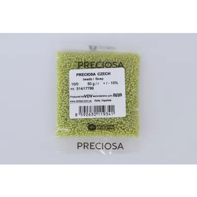 Бісер чеський Preciosa10, 50г, №514-33119/17786, алебастр кольоровий, оливковий світлий