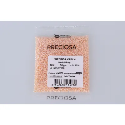 Бісер чеський Preciosa10, 50г, №521-33119/37188, алебастр, рожево-персиковий блідий