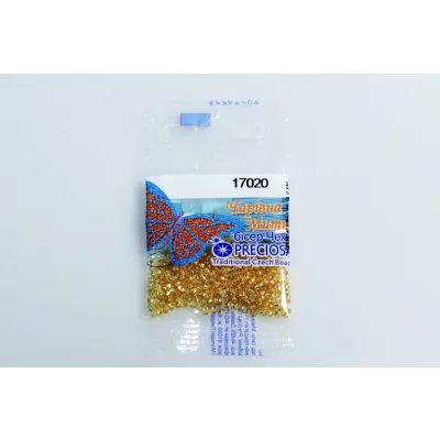 Бісер чеський Preciosa10, 5 г, 17020, прозорий зі срібною серединкою, золото