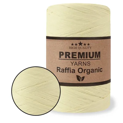 Premium Yarn Raffia Organic, Крем №17, пряжа рафія для в'язання капелюхів і сумок