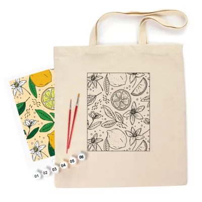 Набір, екосумка-розмальовка, "Лимони", бавовна 220 г/кв.м, 38х42см, ROSA Talent