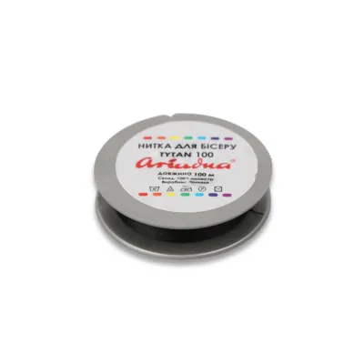 Нитка бісерна TYTAN 100, чорна, 100м 8G-75