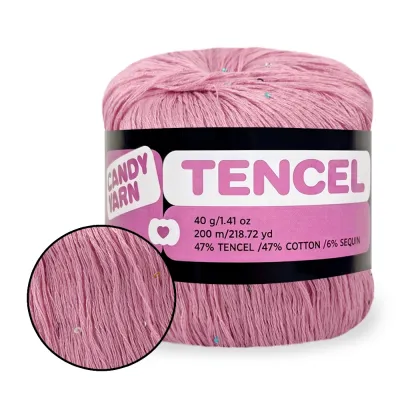 Candy-Yarn Tencel, пряжа бавовна з тенцелем та мікропайєткою, 40г/200м