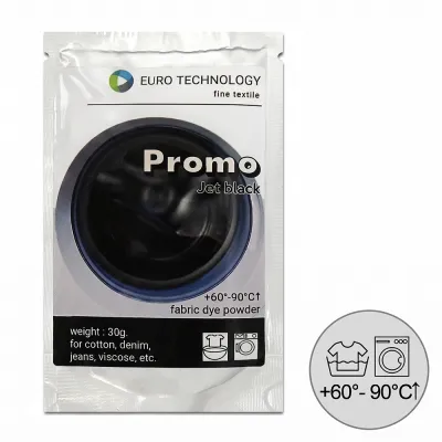 Порошкова фарба для тканини чорна Promo Jet Black 30г Фарба для одягу, текстиль | Tie-dye техніка