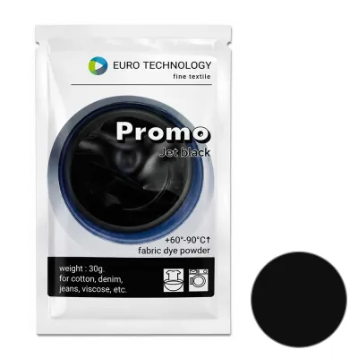 Порошкова фарба для тканини чорна Promo Jet Black 30г Фарба для одягу, текстиль | Tie-dye техніка