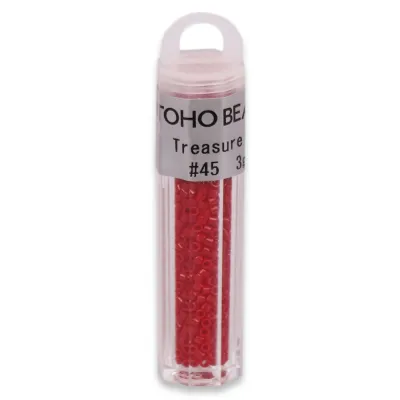 Бісер японський Toho Treasure 11/0, 3 г, TT-11-45, циліндричний, натуральний, непрозорий, червоний