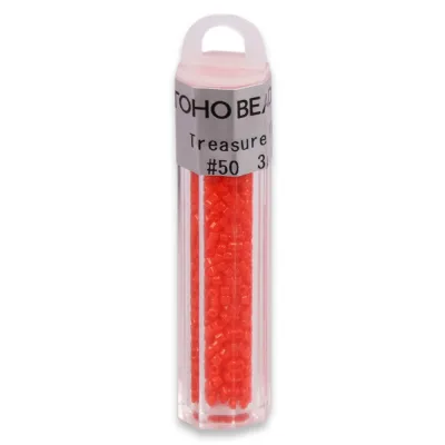 Бісер японський Toho Treasure 11/0, 3 г, TT-11-50, циліндр, натуральний непрозорий, помаранчевий