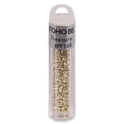 Бісер японський Toho Treasure 11/0, 3 г, TT-11-PF558, циліндричний, металік, світле золото
