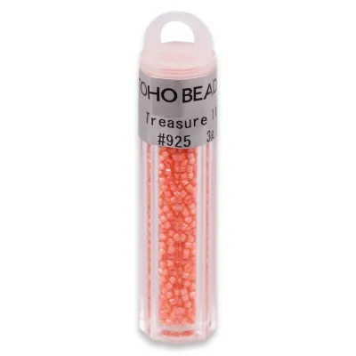Бісер японський Toho Treasure 11/0, 3г, TT-11-925, циліндр, прозорий фарбований з середини, помаранч