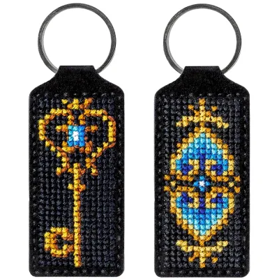 Набор для вишивки нитками брелока на искусственной коже, FLHL-005, 3*13.5см, Wonderland Crafts