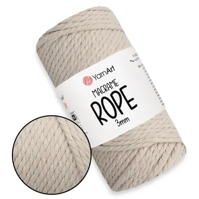 Шнур YarnArt Macrame Rope 3 мм-пряжа для макраме, в'язання та плетіння, бавовняний шнур