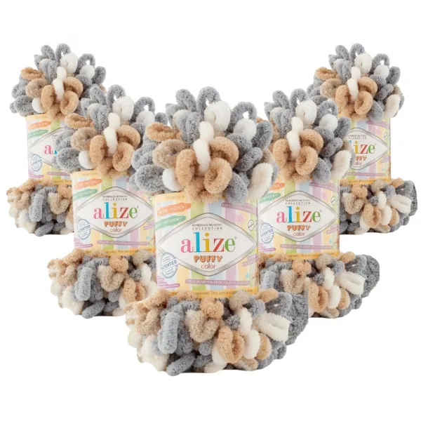 Упаковка Alize Puffy Color, №6395, 5шт – купить | Candy Yarn