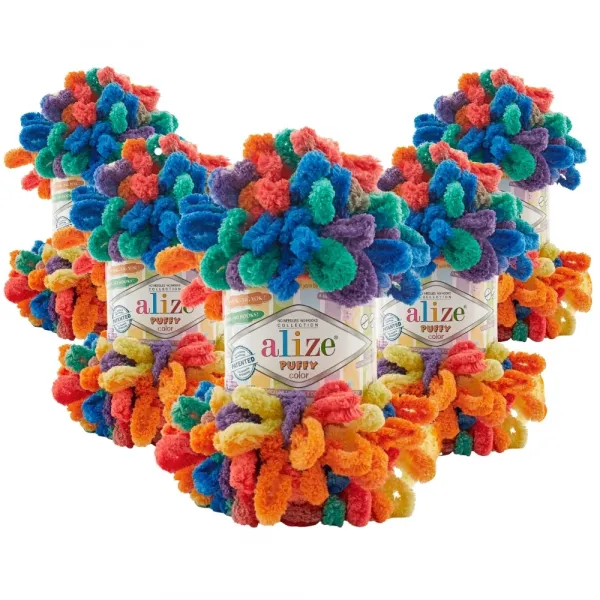 Упаковка Alize Puffy Color, №6511, 5шт – купить | Candy Yarn