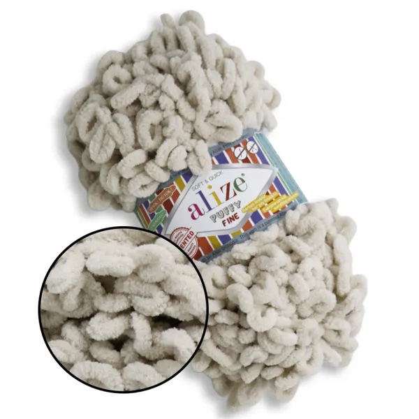 Alize Puffy Fine NEW, Слонова кістка №599 – купити | Candy Yarn