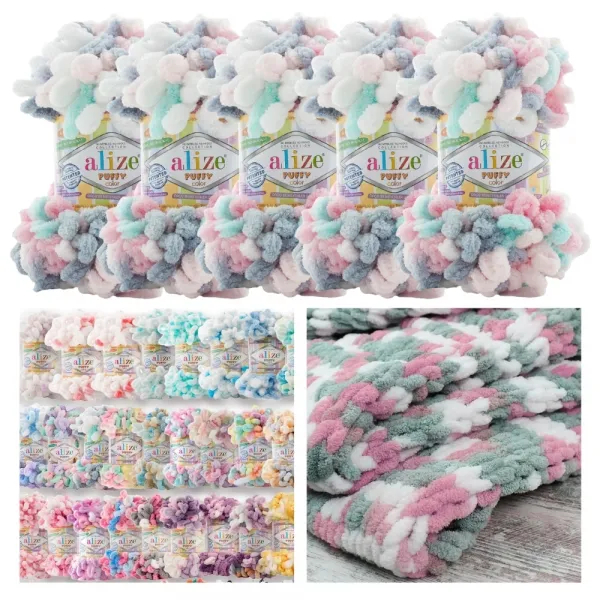 Упаковка Alize Puffy Color, №6529, 5шт – купить | Candy Yarn