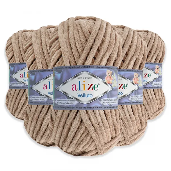 Упаковка Alize Velluto, Тютюново-коричневий №329, 5шт – купити | Candy Yarn