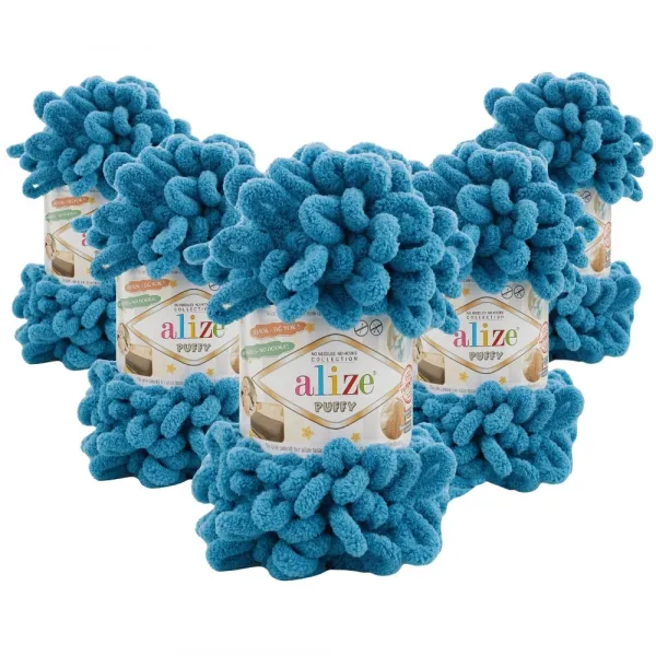 Упаковка Alize Puffy, Синий №294, 5шт – купить | Candy Yarn