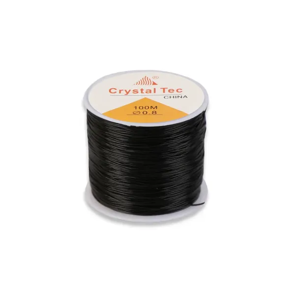 Силиконовая нить (эластичная резинка) 0.8мм, 100м, черная – купить | Candy Yarn