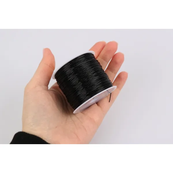 Силиконовая нить (эластичная резинка) 0.8мм, 100м, черная – купить | Candy Yarn