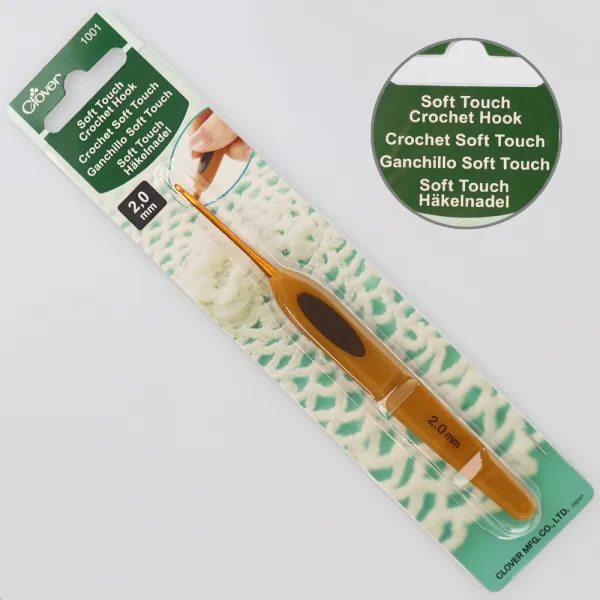 Крючок алюминиевый с мягкой ручкой 2.00мм, CLOVER Soft Touch – купить | Candy Yarn