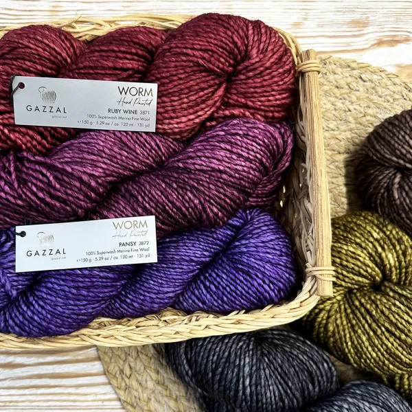 Gazzal Worm, Темно-синий №3848, супервош мерино файн 150г/120м – купить | Candy Yarn